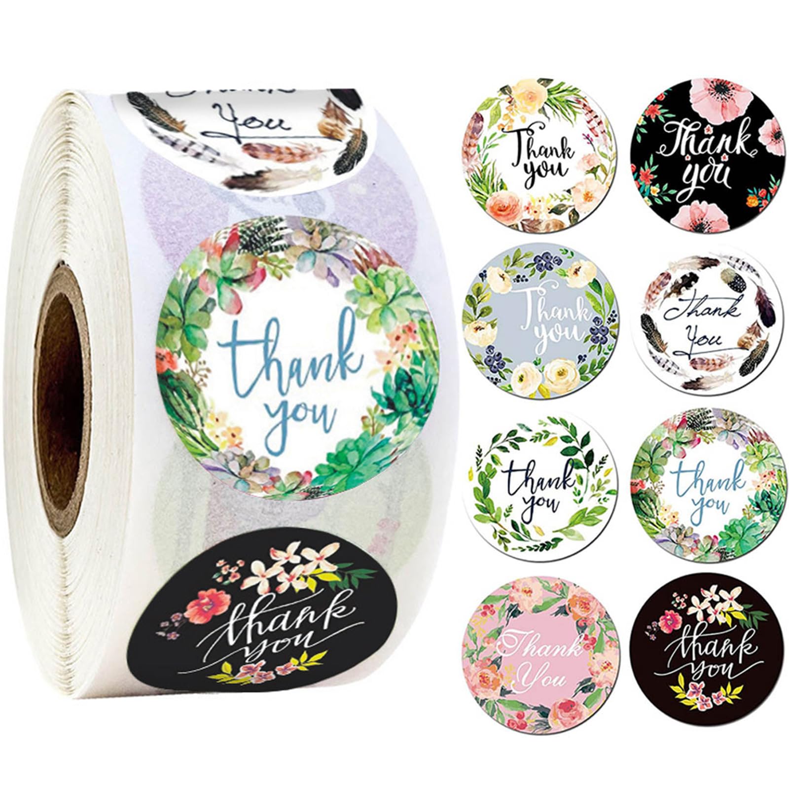 500pcs Thanks You Stickers,3.8cm/1.5inch Colorful Round Self-Adhesive Round Paper Label Stickers for Thank You Gifts Wedding Birthday Party Bags Packaging Gift Small Paper Sticker