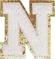 Vista 94 de SPRT - Parches de letras de chenilla universitaria con purpurina, parche de letras blancas para planchar con letras del alfabeto para disfraz