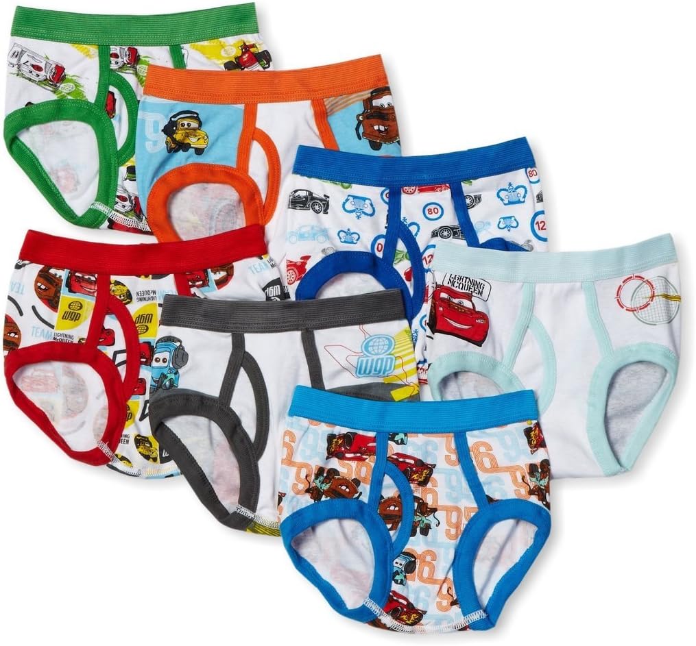 boys Pixar Cars 100% Cotton Underwear With Lightning Mcqueen, Mater, Cruz & More Sizes 18m, 2/3t, 4t, 4, 6 and 8 Briefs (pack of 8)