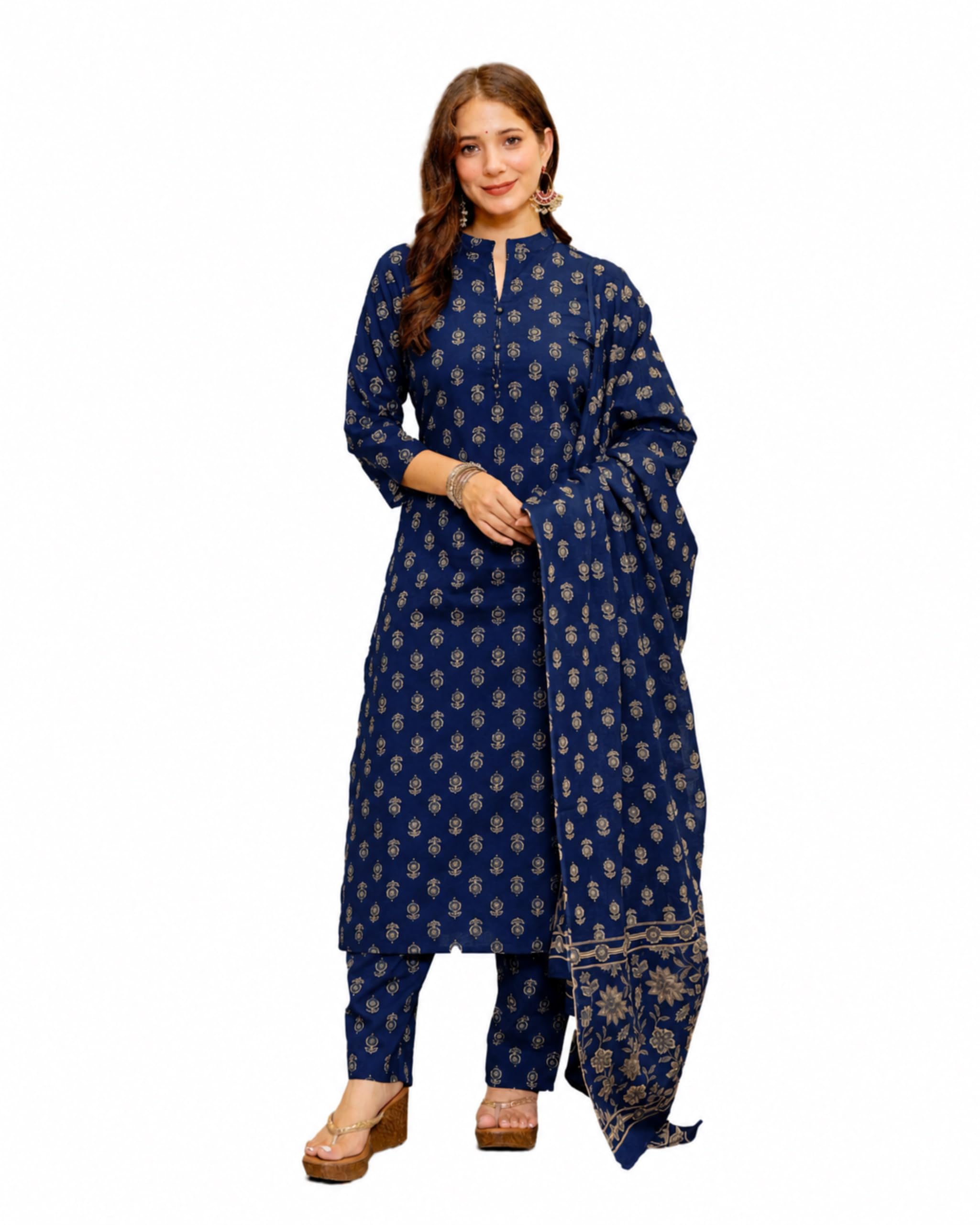 parthvi Women's Pure Cotton Straight Kurta Set with Palazzo Pants & Dupatta|Ethnic wear|Kurta Set for Women-picture-30