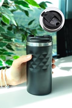 300 ML Siyah Kristal  elik Termos