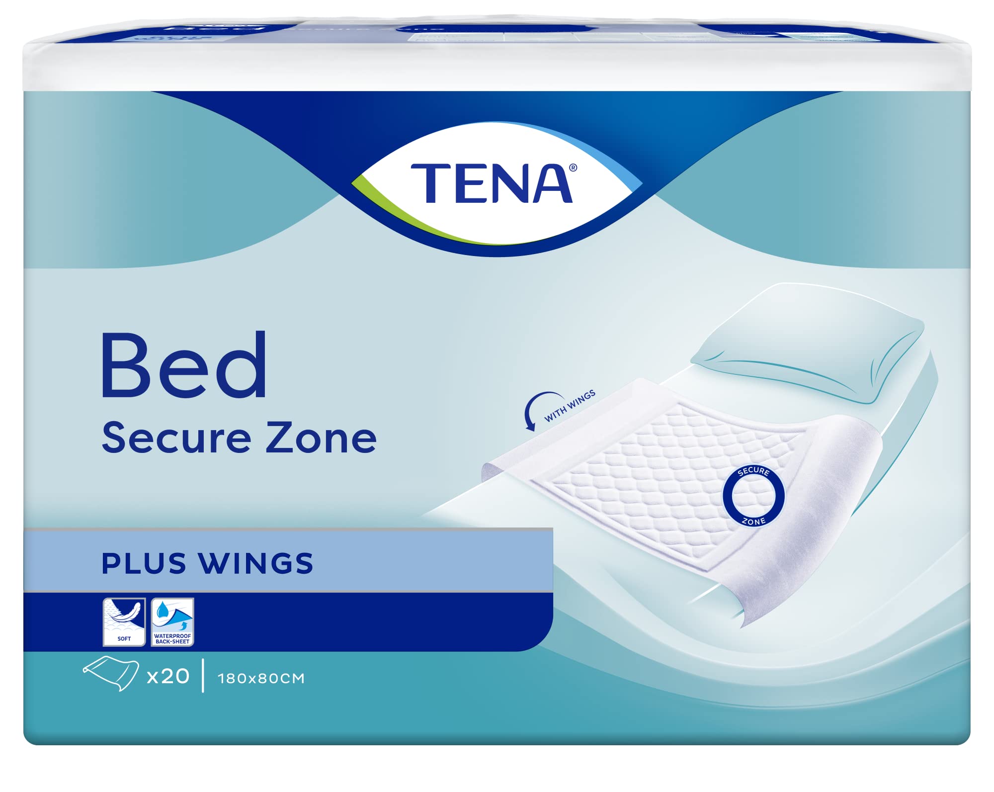 TENA BED PLUS WINGS 80X180CM - CARTON DE 4 SACHETS DE 20 ALESES