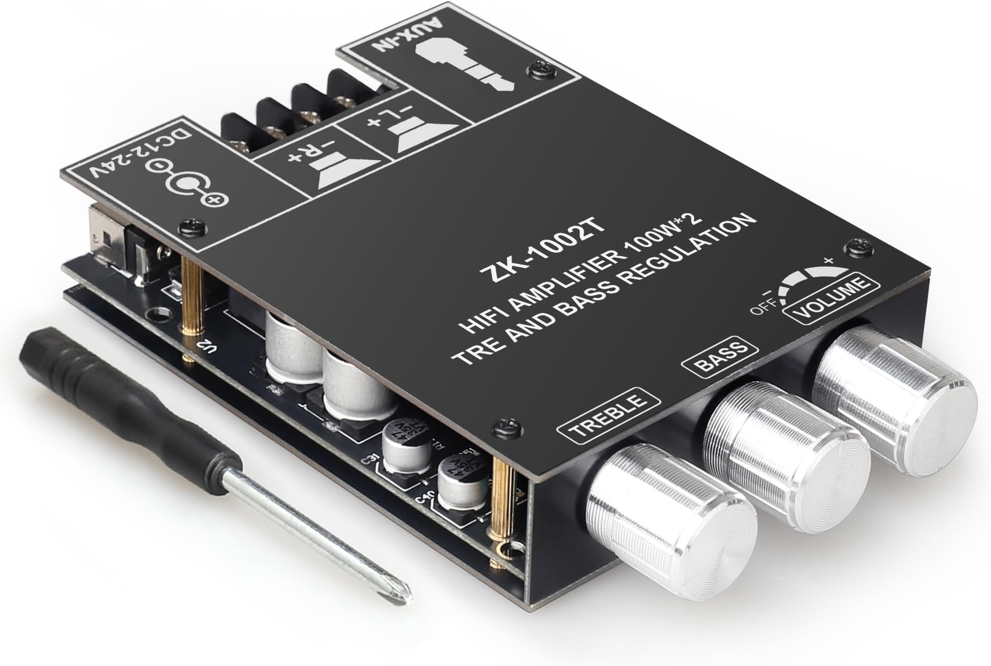 ZK-1002T 100W+100W Power Amplifier Board, TPA3116D2 Chip with Bluetooth and AUX Inputs, 2.0 Channel Audio Power Amplifier