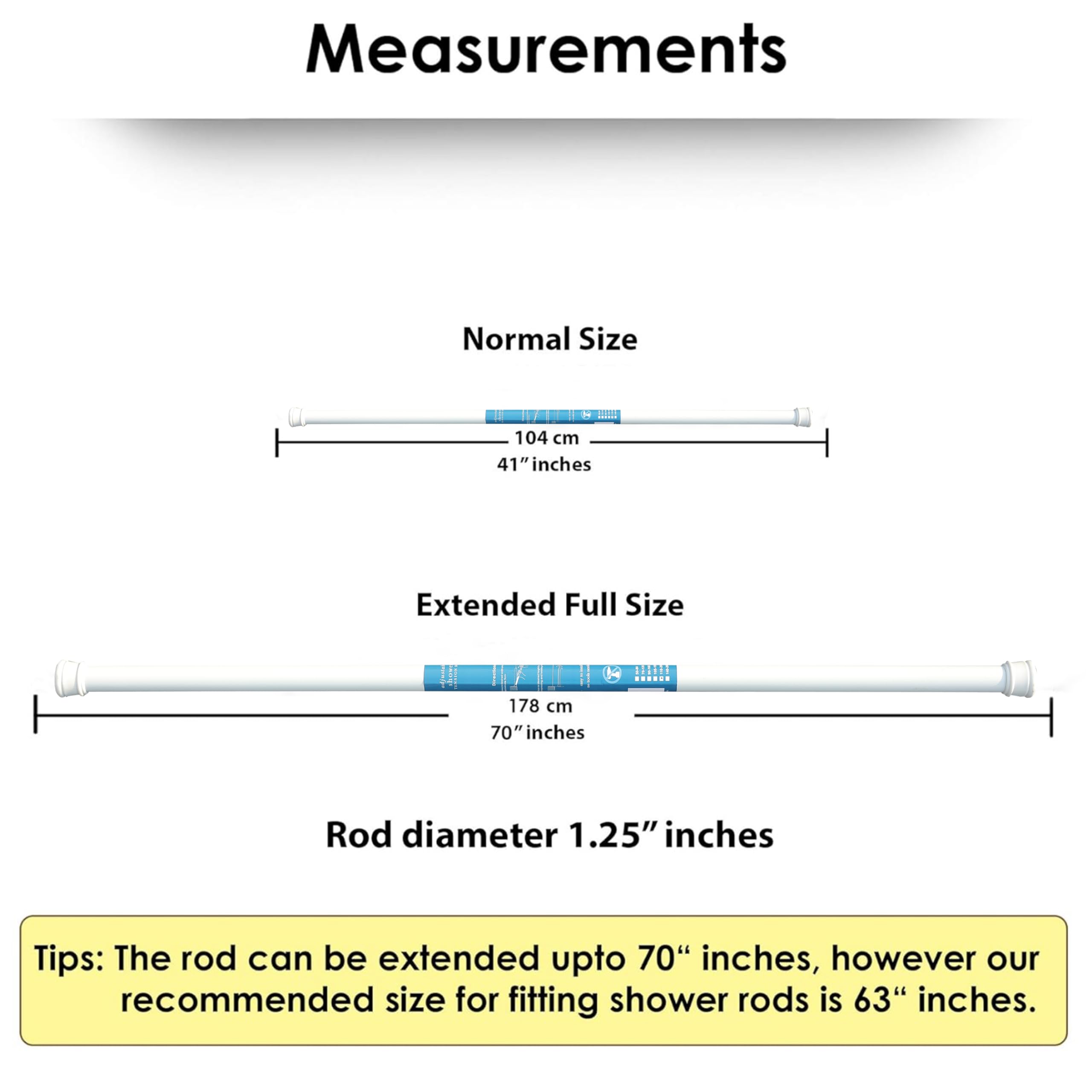HomeCloud Iron Expandable Shower Curtain Rod, Extendable Room Divider Without Drilling, Adjustable Shower Rod, Sturdy & Rust Resistant Rod (White Pack Of 1, Extendable- 110 To 200 Cm) 4