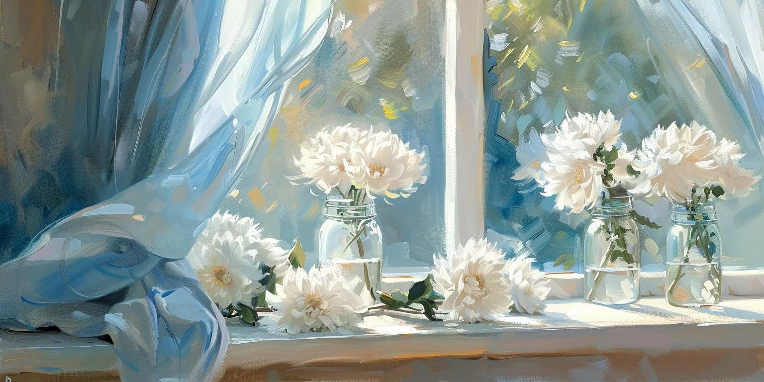 Pintar por Numeros Adultos, Flores Blancas, 70x90cm 7JGWX-9
