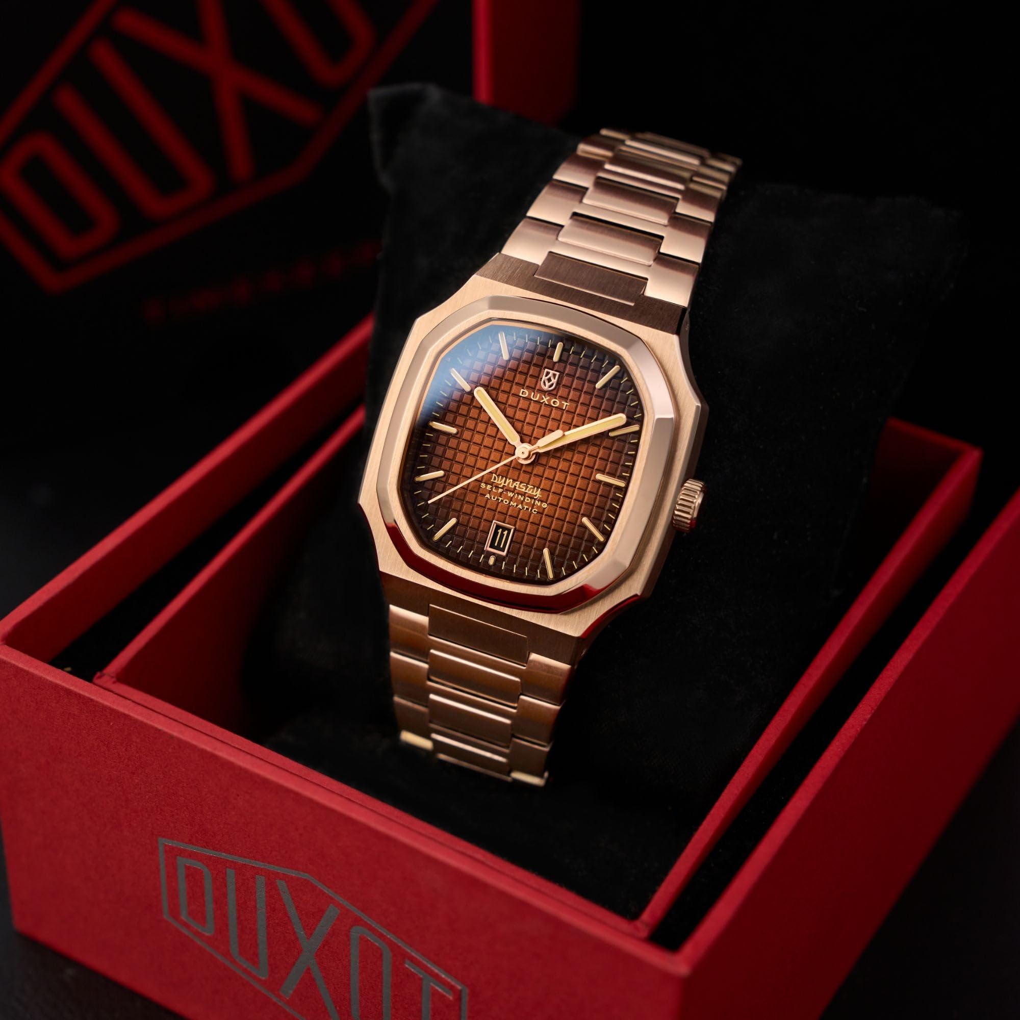 DUXOT Orologio automatico Colmar da uomo, 38 mm, con cinturino in acciaio inossidabile massiccio DX-2069