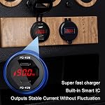 Dual USB C Car Charger Socket 12V/24V USB Outlet, 45W PD Type C Dual USB Port Fast Charger DIY Cars Socket (Red)