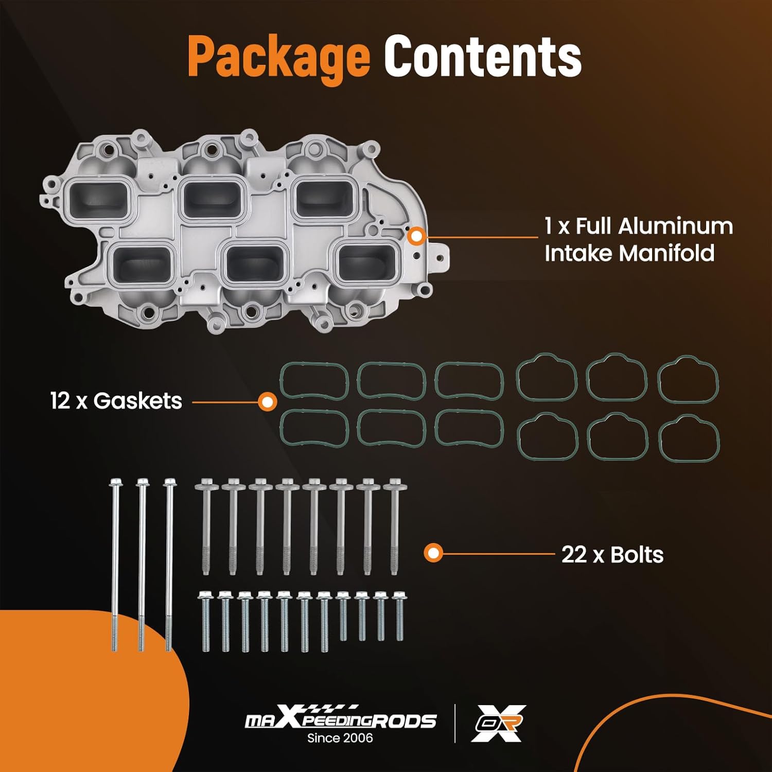 maXpeedingrods 5184199AF Full Aluminum Lower Intake Manifold for Dodge Challenger Charger Journey Jeep Grand Cherokee Wrangler Chrysler 200 300 Town & Country V6 3.6L