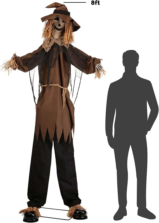 Fun Costumes 8FT Hellgore Haunted Scarecrow Animatronic | Animated Halloween Decoration with Flashing Eyes, Sound and Movement