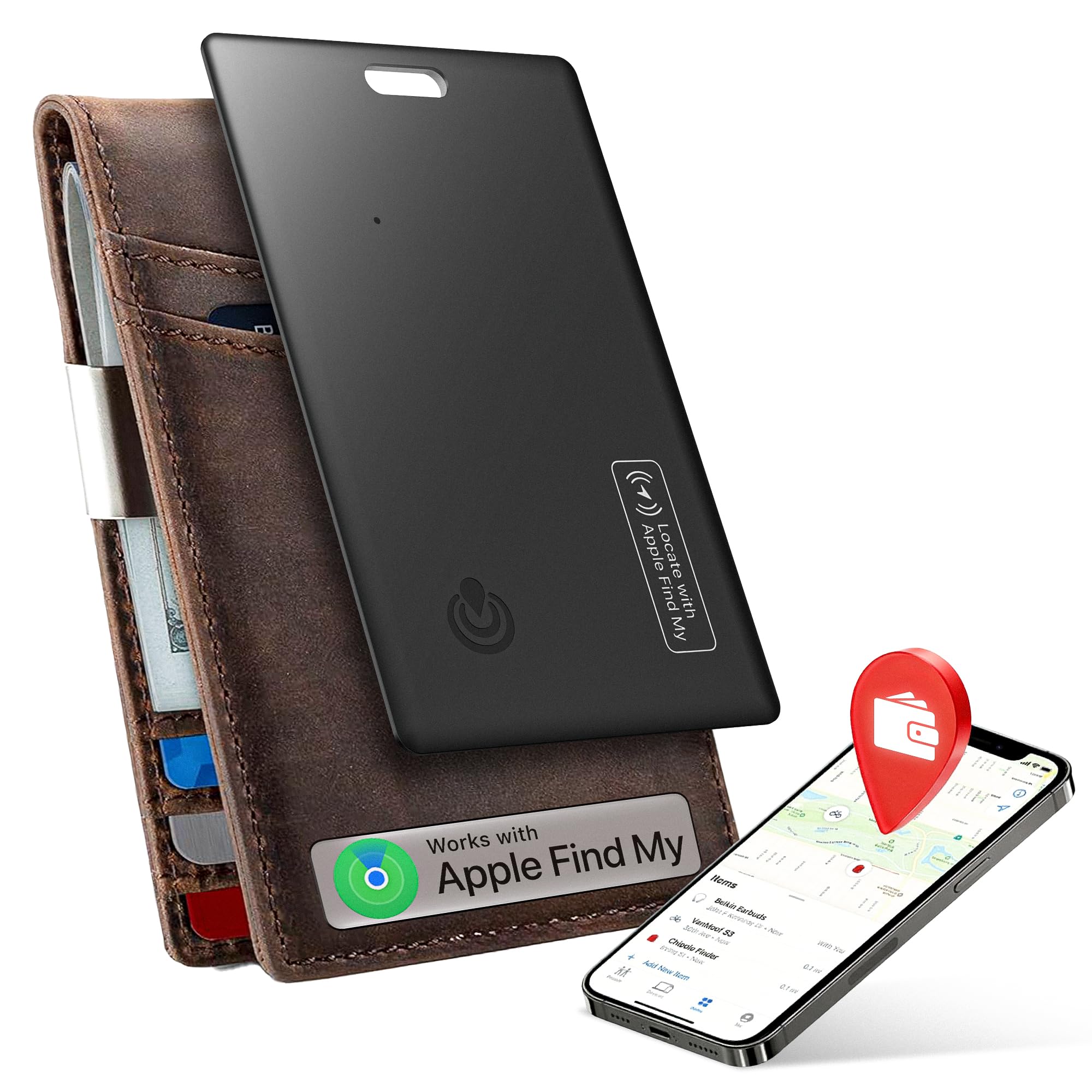 2025 [MFi Certified] (iOS Only) Bluetooth Tracker Smart Finder for Find My, Card Wallet Finder GPS Tracker, Keys Finder and Item Locator for Keys, Bags, Passport (Black)-image-23