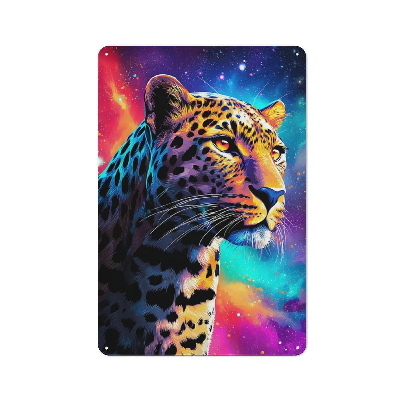 Junmoney Galactic Leopard Majesty -1 Tin Wall Plaque 30X20cm With For Kitchen Or Home Bar, A Christmas Gift For People Styling Kitchen And Home Bar