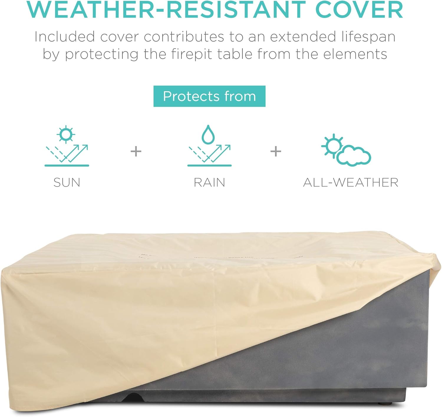 Best Choice Products 35x35-inch 40,000 BTU Square Propane Fire Pit Table for Backyard, Poolside w/Gas Tank Storage Side Table, Weather-Resistant Pit Cover, Glass Rocks - Distressed Gray