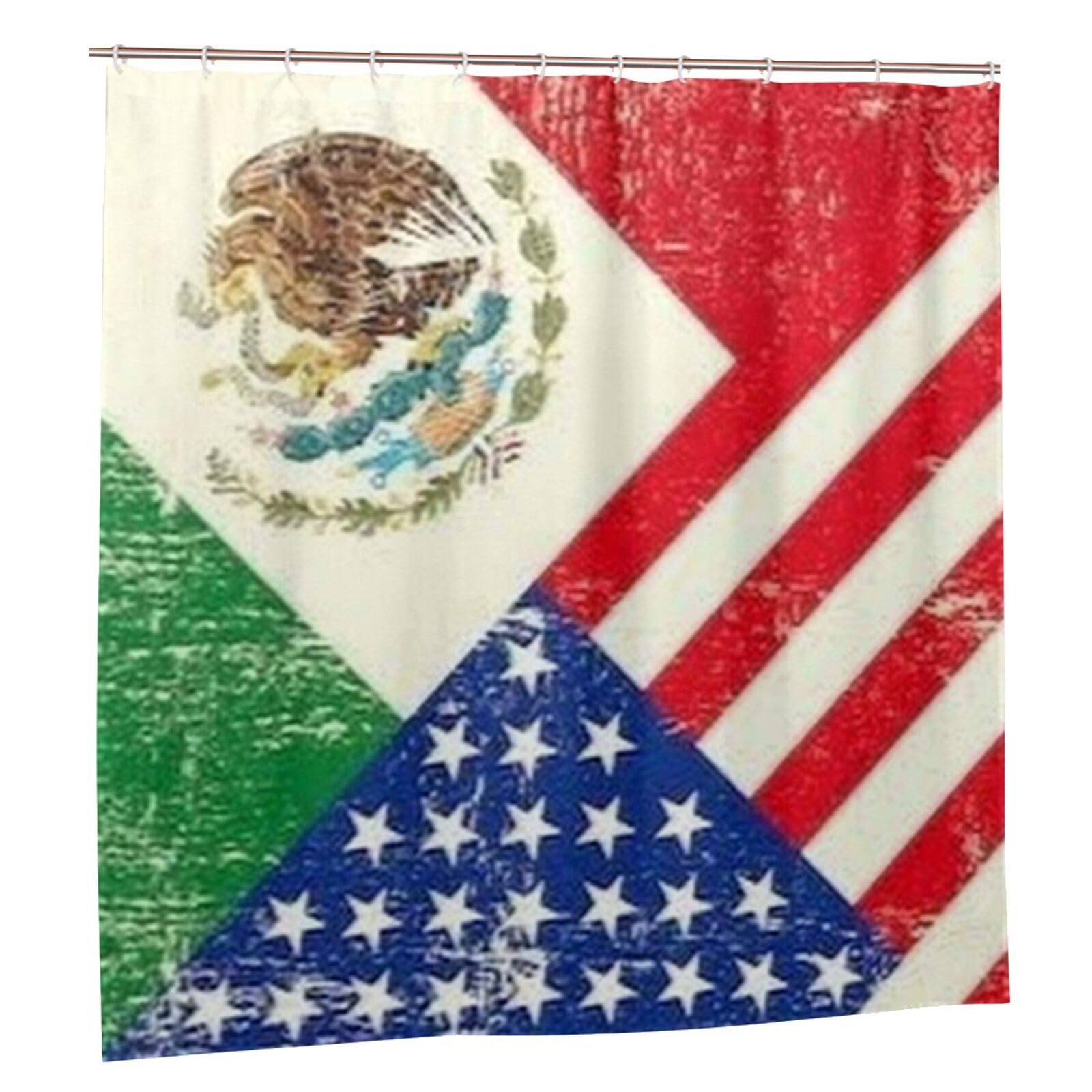 Rideau de douche imperméable drapeau mexicain américain anti-moisissure