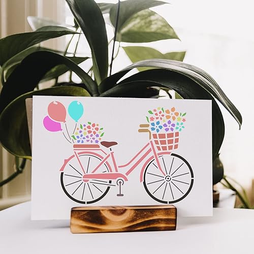 Miniatura 6 de FINGERINSPIRE Plantilla de plantilla de bicicleta de 11.7 x 8.3 pulgadas, plantillas de flores de plástico para bicicleta, globos, flores, plantilla