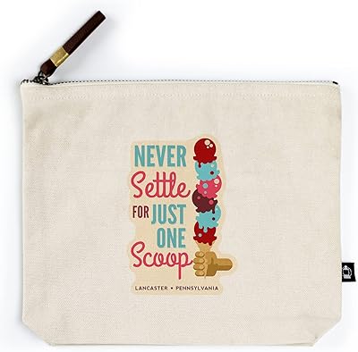 Lancaster, Pennsylvania, Never Settle for Just One Scoop, Contour (100% Cotton Canvas Travel Accessory Go Bag)