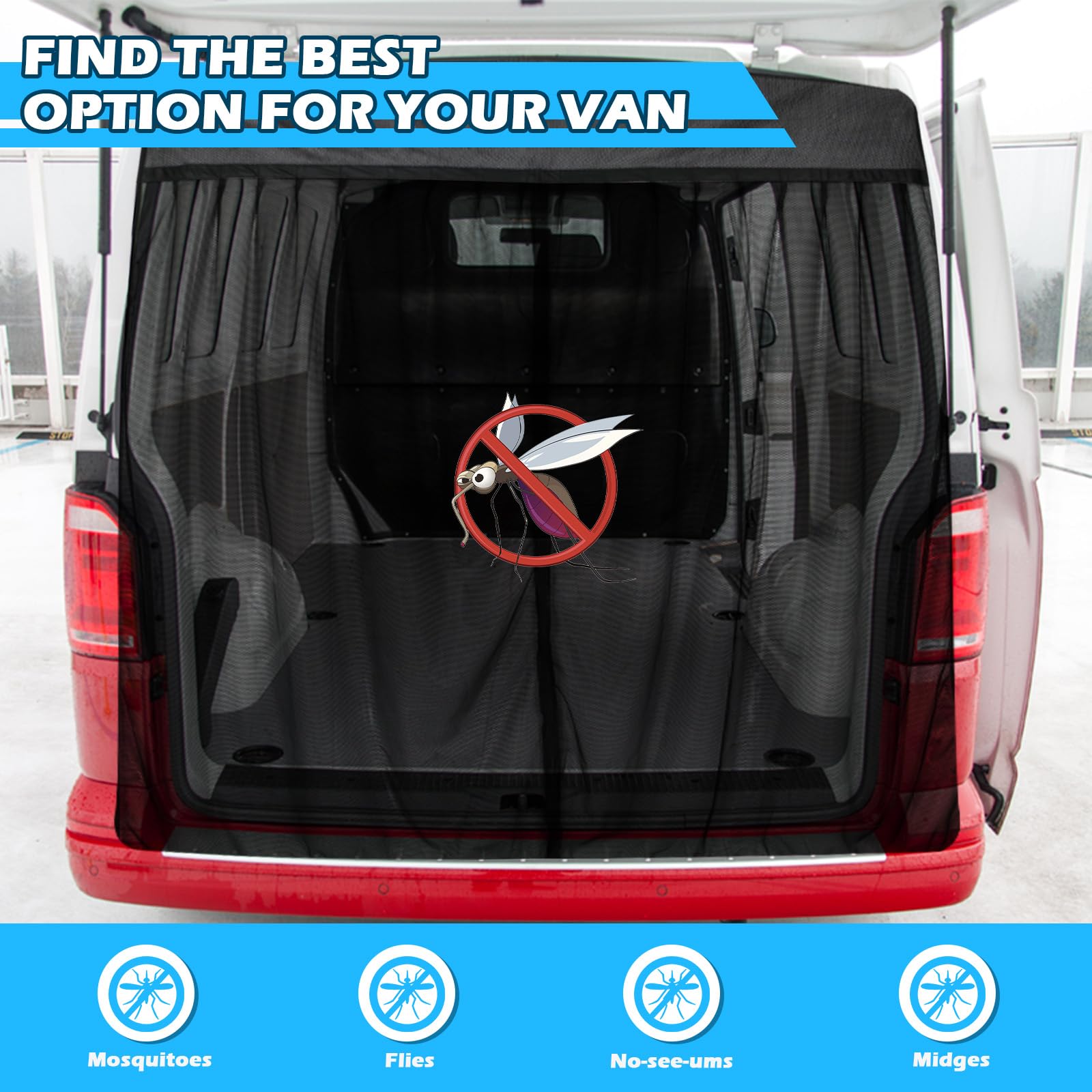 ZWPARTS Moustiquaire Magnétique Personnalisée pour 2018-2025 Citroën Berlingo pour Porte Arrière, Moustiquaire Van pour Porte Arrière, Moustiquaire avec Fermeture éclair sur Porte Centrale