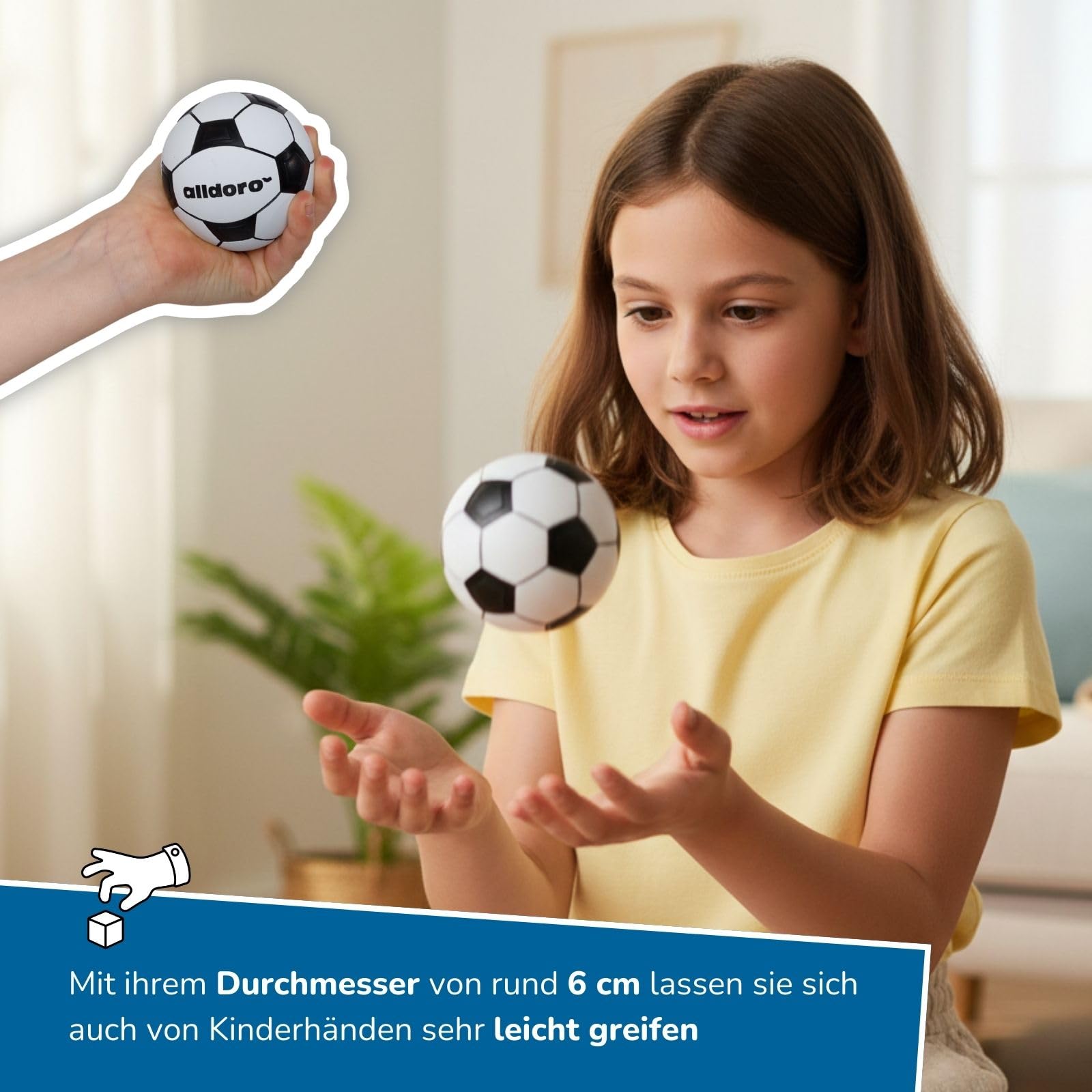 alldoro Mini Spielbälle 12er Set Ø 6 cm, Softball, Schaumstoffball | Leichte Softbälle für Kinder, je 6X Mini Fußball & Basketball, ideal als Geschenk für Kinder, Indoor & Outdoor