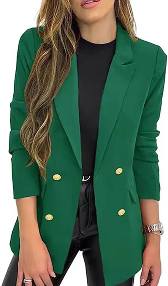 Blazer feminino de cor lisa, caimento solto, jaqueta