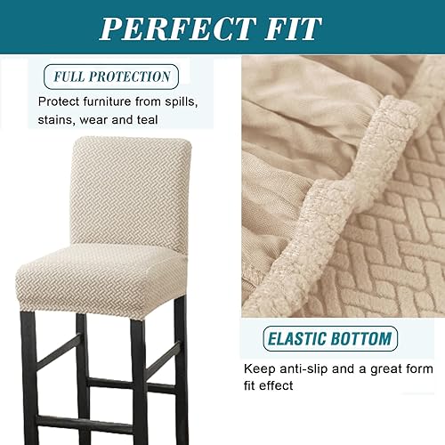 Miniatura 4 de HFCNMY Fundas para taburetes de bar, paquete de 4 fundas elásticas para taburetes de bar con respaldo, fundas de taburete de bar de jacquard con