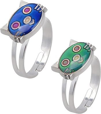 2 PCS Oval Mood Ring Retro Style Adjustable Finger Ring For lovers Friends-One size fits all