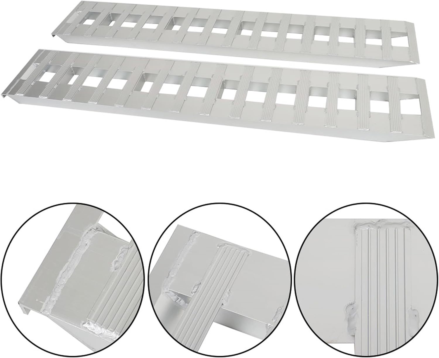 1 Pair 84 x 15 Inch Aluminum Ramps 6000Lbs Car Truck Trailer Auto Hauler Knife and Hook Ends