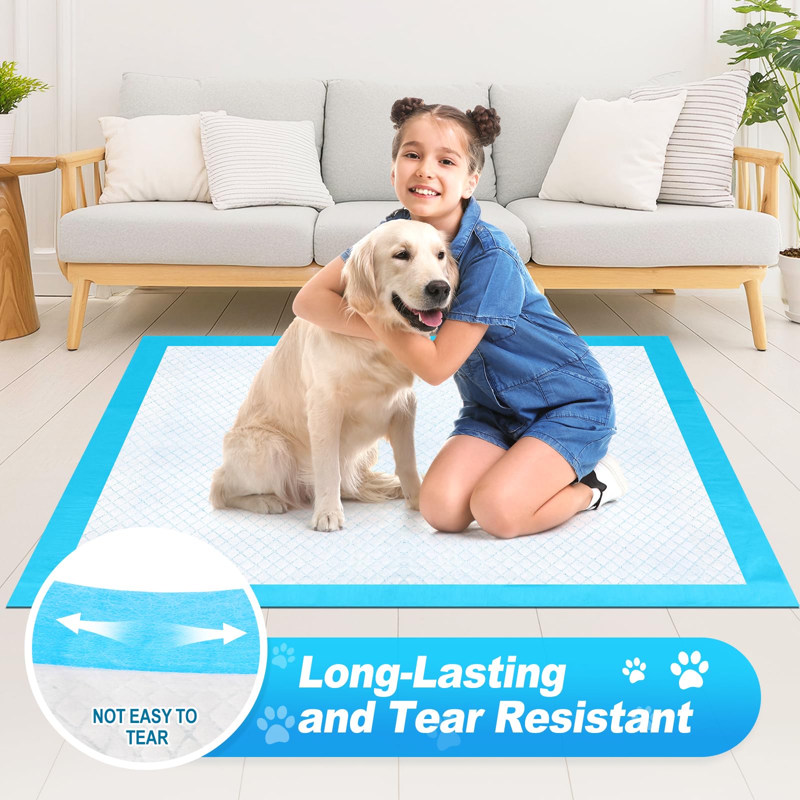 Almohadillas para cachorros de 40 x 40 pulgadas, azul y blanco (40)