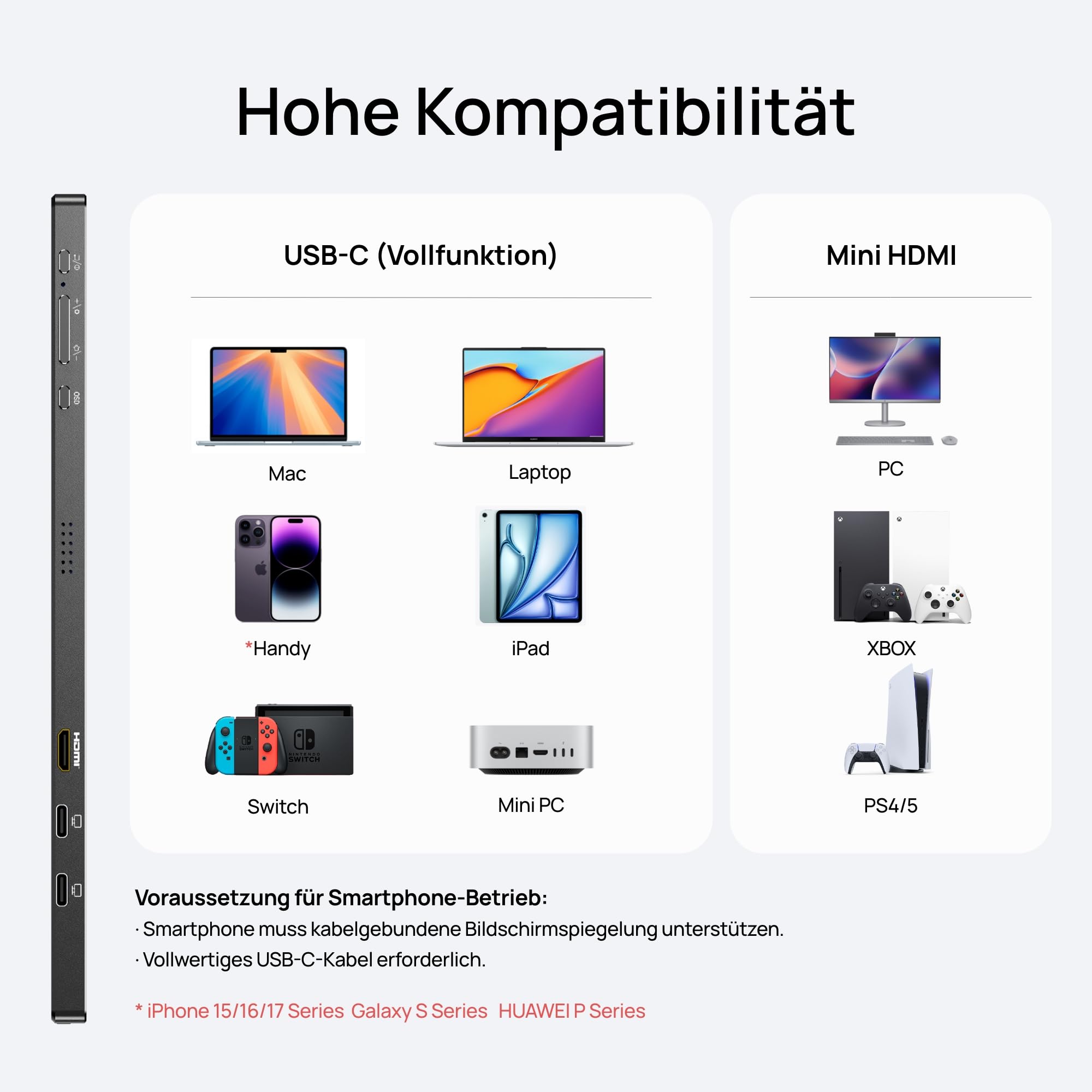 ARZOPA Tragbarer Monitor 15,6" FHD IPS Portabler Monitor für Laptop USB C HDMI A1