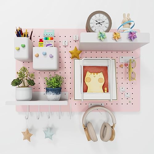 Kit de tablero de clavijas de metal, tableros de clavijas de acero al carbono con 26 accesorios, organizador de pared para el hogar, oficina, sala