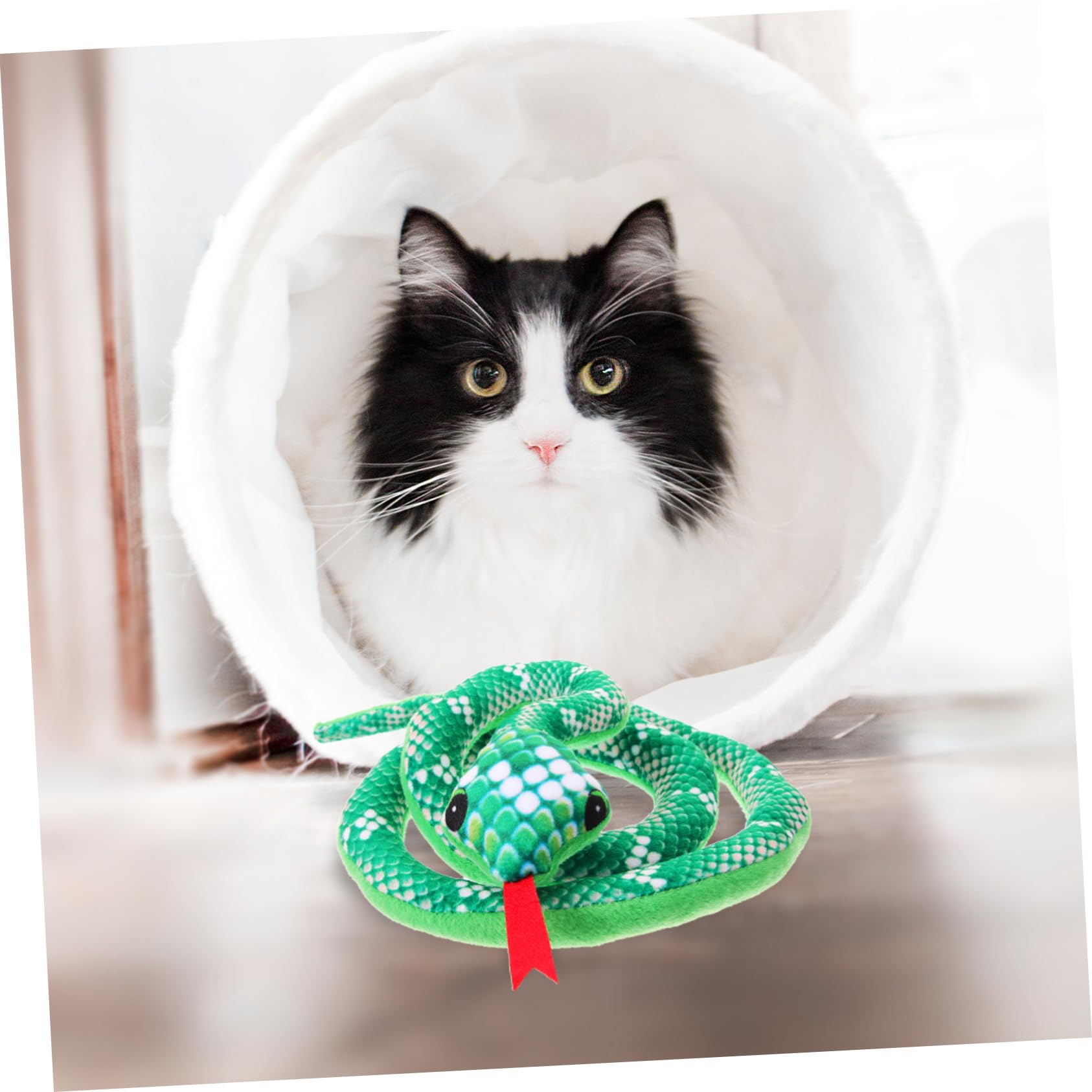 Kisangel Chat Forme de Serpent Catnip à Mâcher Interactif pour Accessoire pour Animaux Couleur Verte
