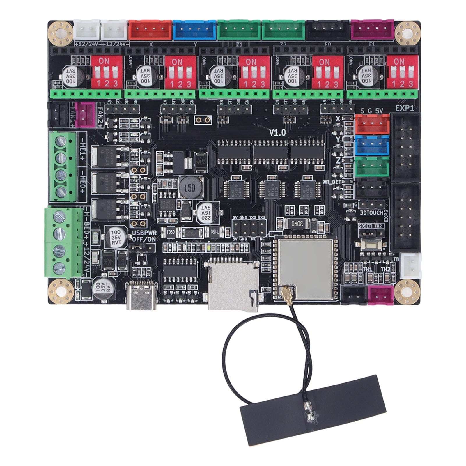 Płyta sterująca drukarki 3D kompatybilna z płytą główną MKS TinyBee V1.0-5 sztuk sterowników i radiatorów silników krokowych TMC2209 - DC 12 V do 24 V - Dwurdzeniowy 32-bitowy