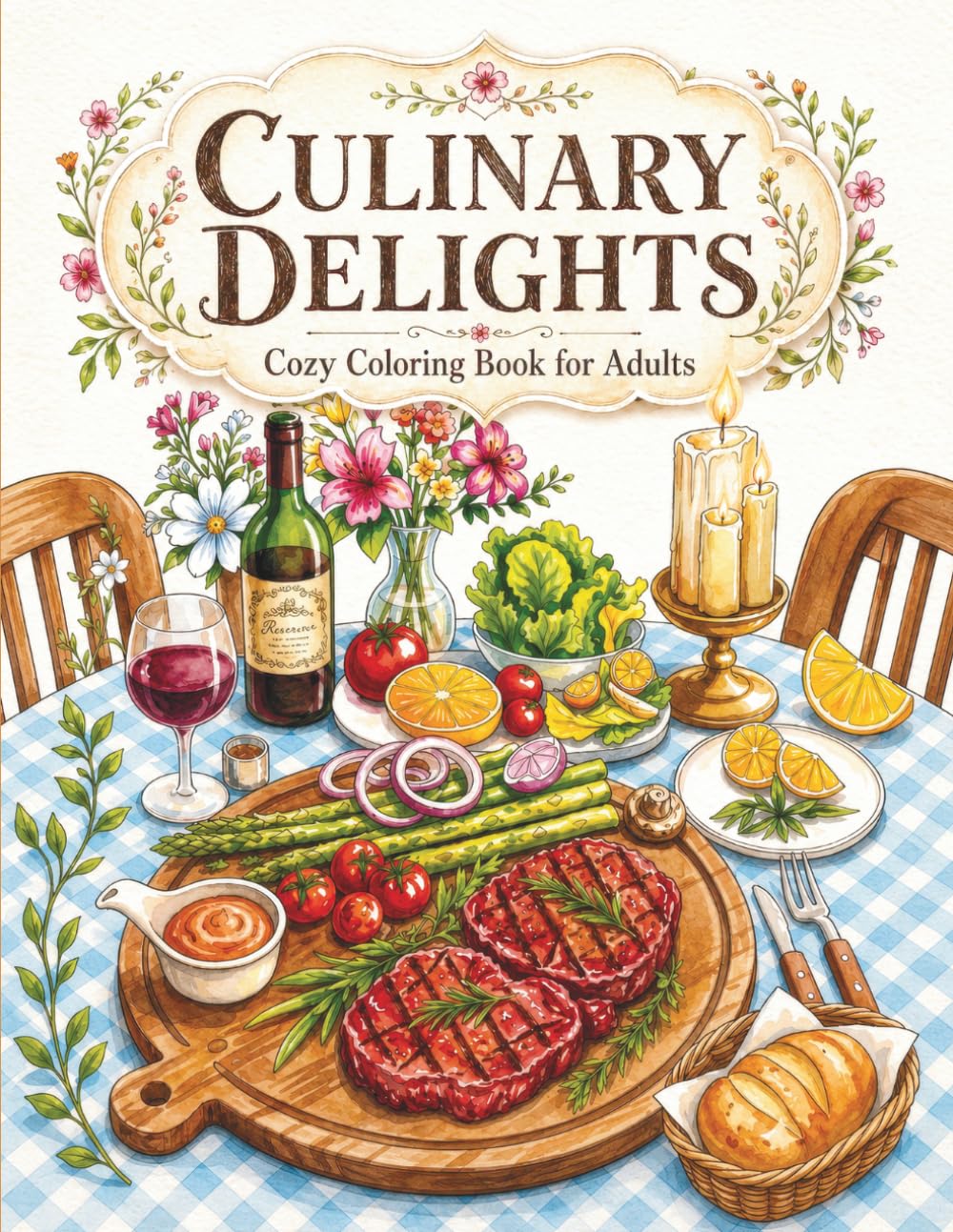 Culinary Delights: A Delicious Food Coloring Book for Adults Featuring Hearty Dinners, Breads, and Pastries for Relaxation and Stress Relief