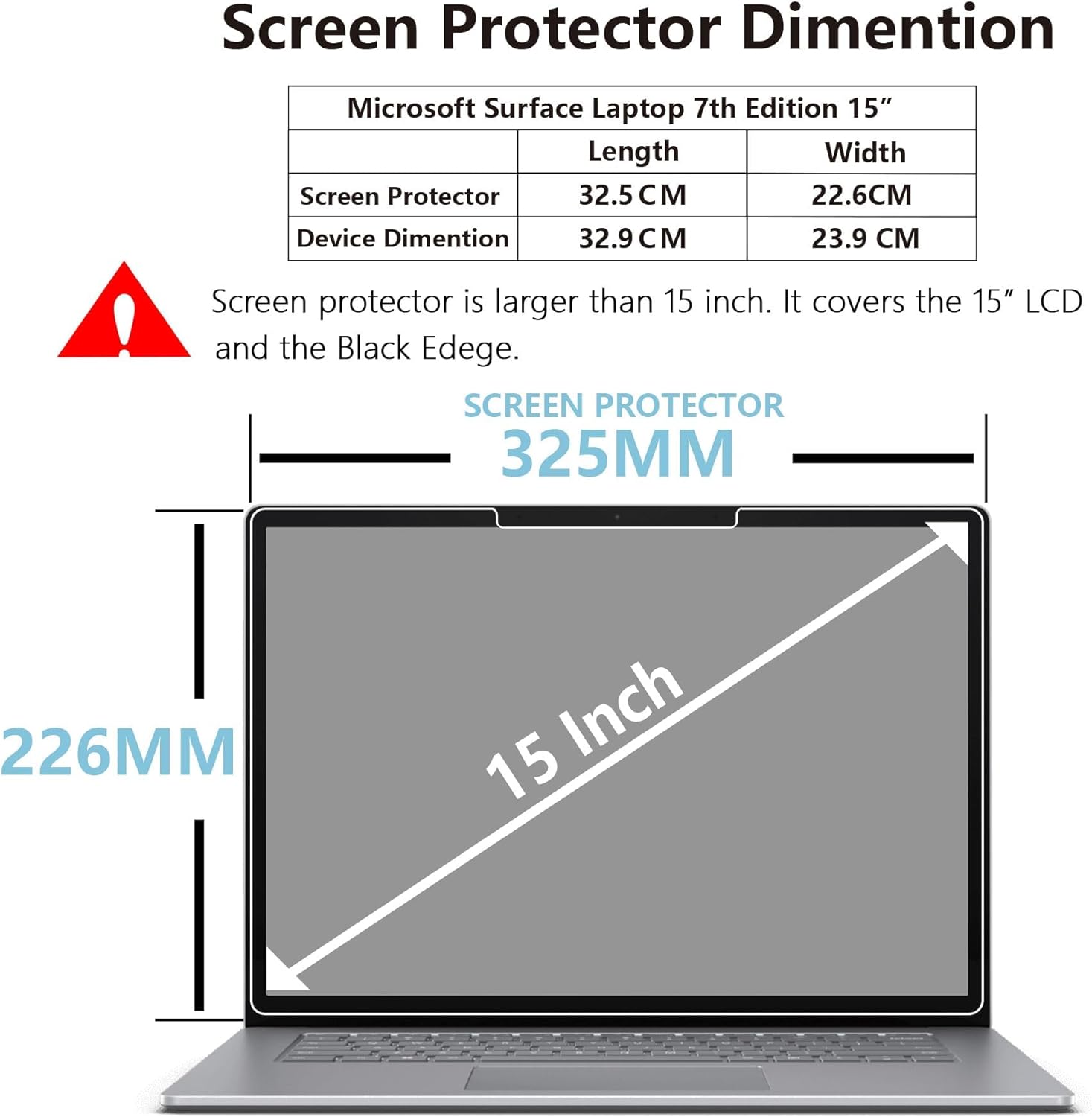 Adeway Screen Protector for Microsoft Surface Laptop 7 15 inch（2024，AIPC）,9H Hardness Tempered Glass Anti-Scratch- Easy Installation- Ultra Clear, Compatible with Surface slim pen
