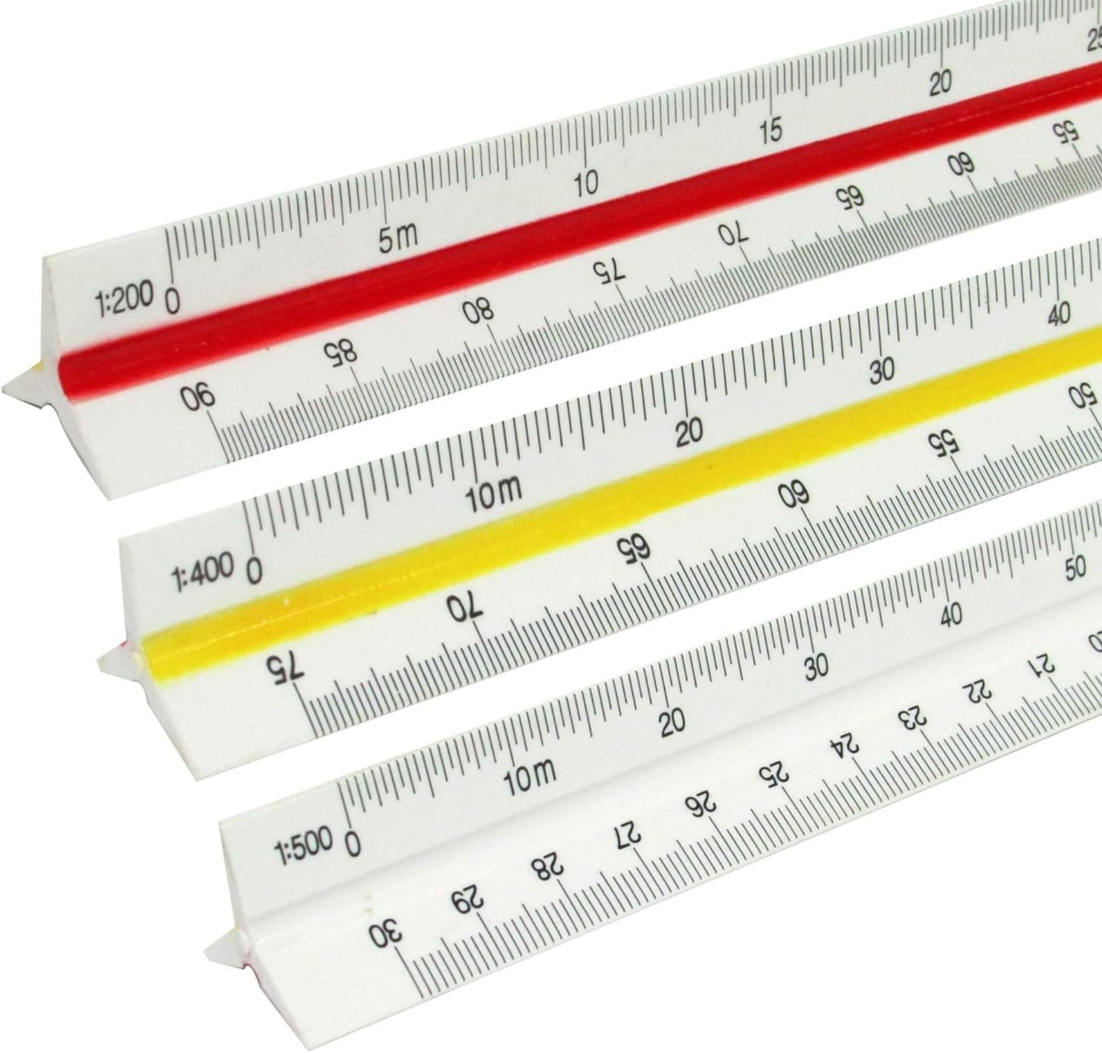 Large Scale Triangular Ruler 30cm High Precision Drafting Supplies 1 Piece Plastic Special Scale Markings 1/100 1/200 1/250 1/300 1/400 1/500 with 6 Scales Durable for Architects Industrial