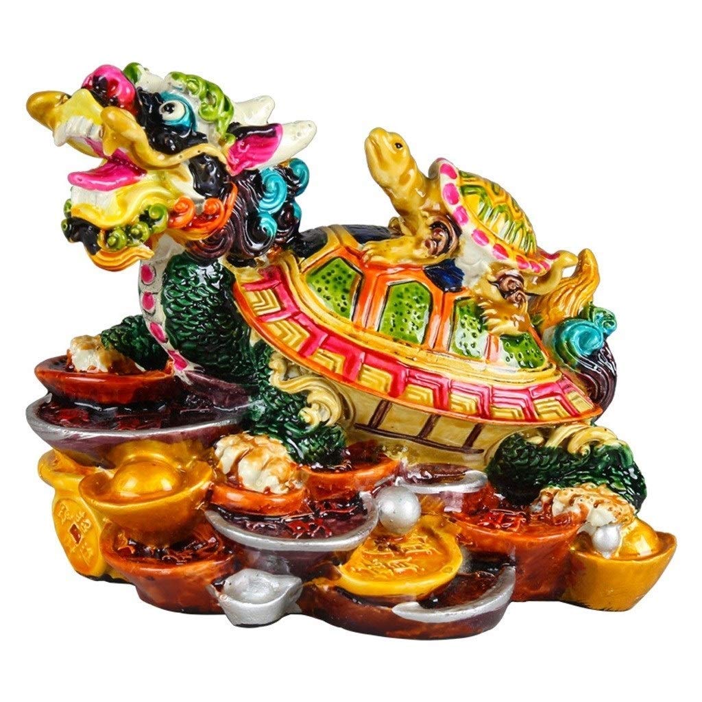 YNIYUJKL Feng Shui Ornaments Colored Ceramics Dragon Turtle Statue Wealth Prosperity Sculpture Best Housewarming Congratulatory Gift Home Decor Blessing Gift
