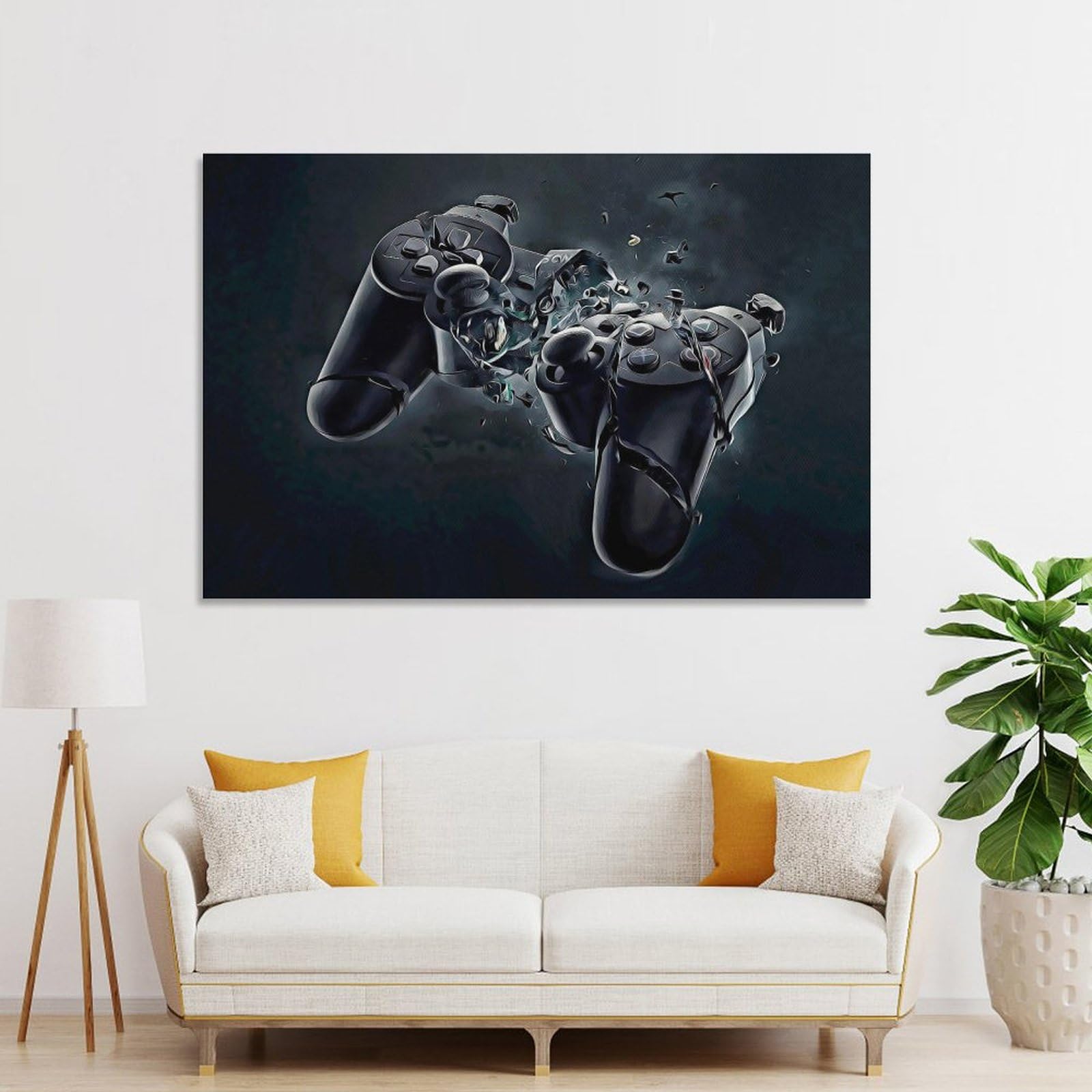 LZTEN Póster de gamepad roto, regalo para novio jugador, lienzo de videojuegos, decoración de pared de gamepad, decoración de sala de juegos, decoración de sala de juegos, lienzo decorativo de pared