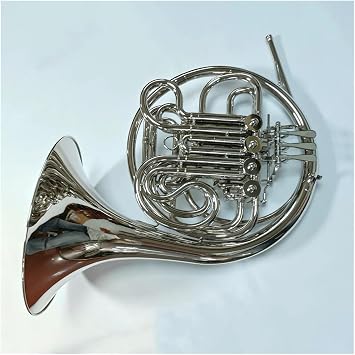 Beginner French Horn Nickel Plated Brass Body White Copper Tuning Pipe with 4 Keys Double French Horn Case