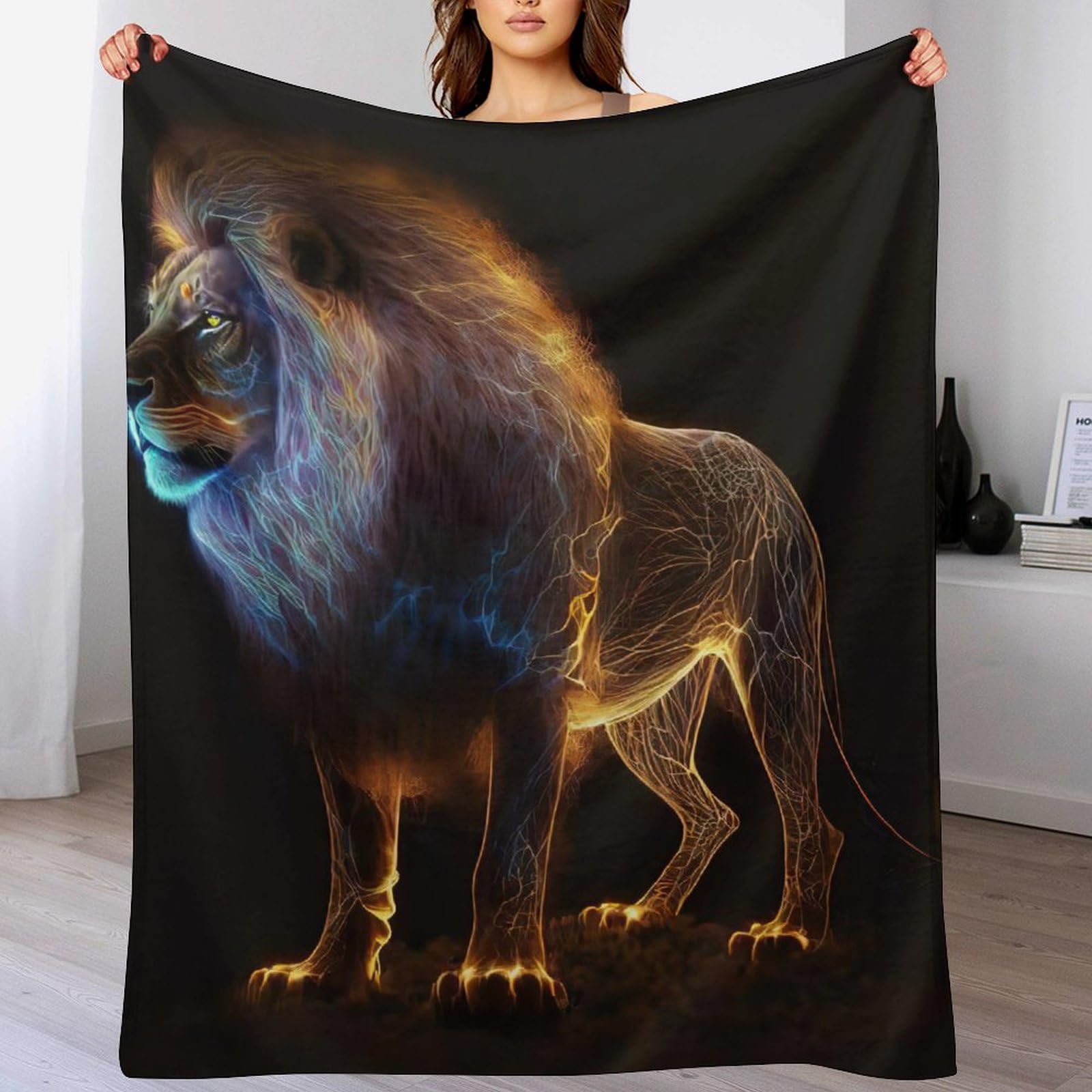 Couverture polaire flannel lion pour éliminer la sensation de froid