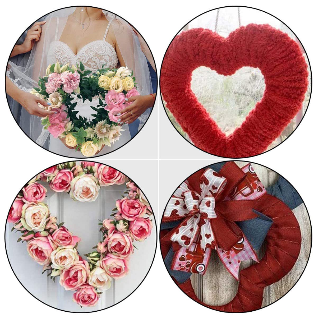 PRETYZOOM 2 Sätze Liebe Girlandenreifen künstliche Blumen künstliche blüten Branches Dekoration Weihnachten weihnachtdeko Perlen goldene Wanddekoration hängender Kranzring Kranzrahmen Eisen
