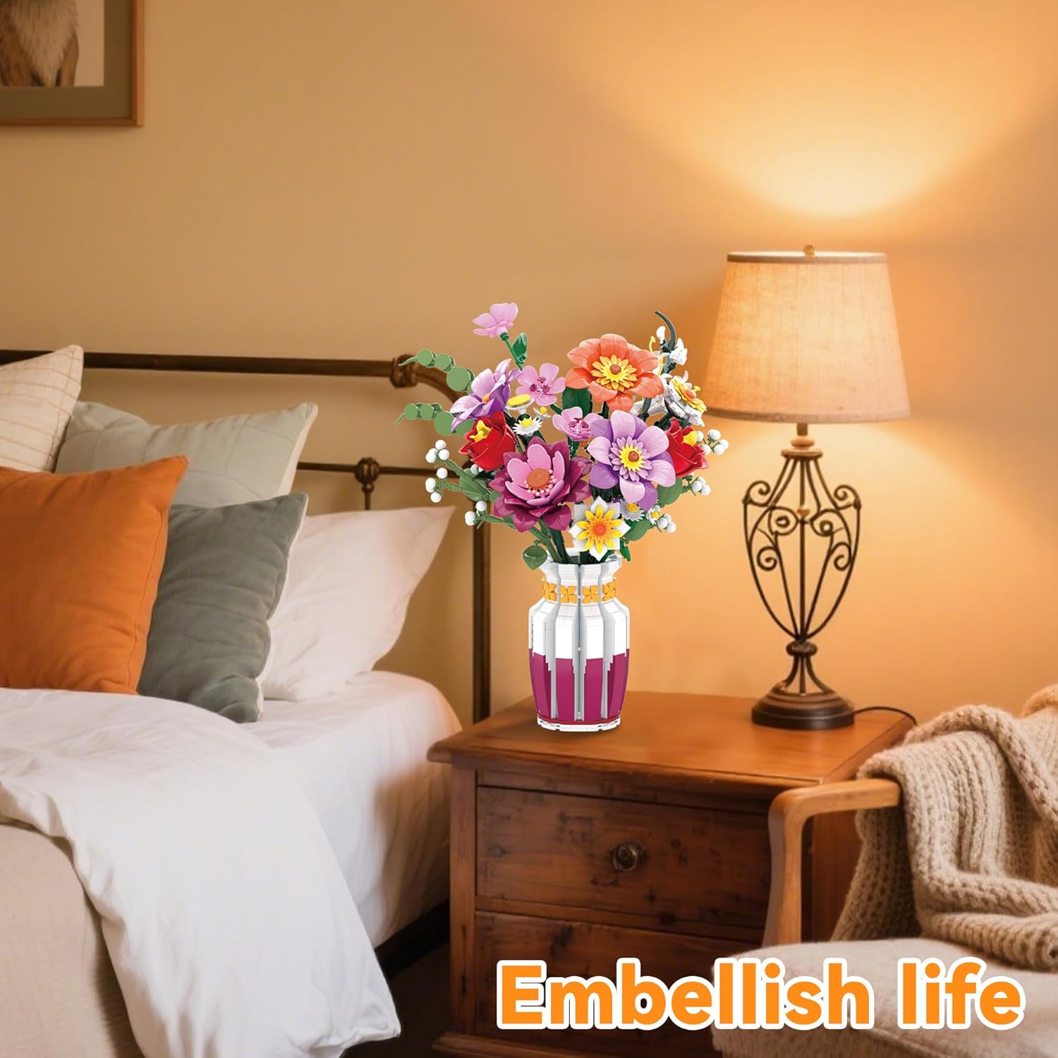 Flowers Building Set Wildflower Bouquet Botanical Collection Compatible with Lego for Adults Women Girls 14 Years & Up Home Office Decor