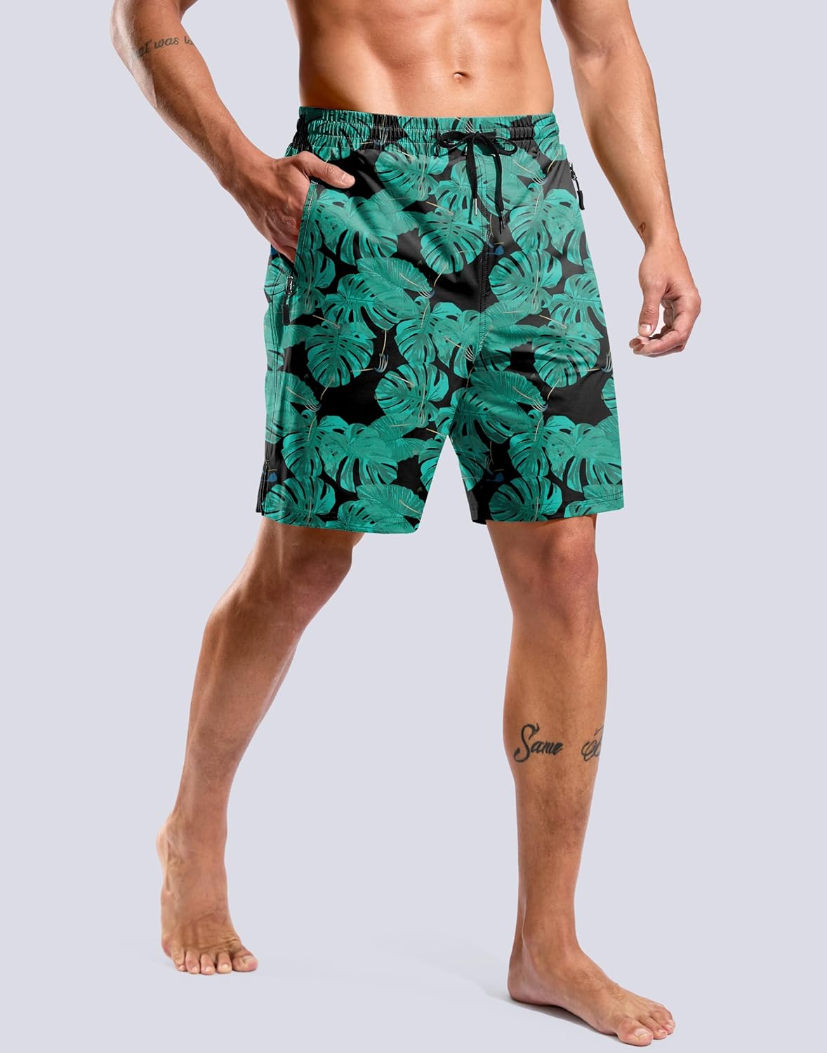 G Gradual Mens Swim Trunks with Compression Liner 7" Quick Dry Board Shorts Swimsuit Bathing Suit for Men with Zipper Pockets - Image 2