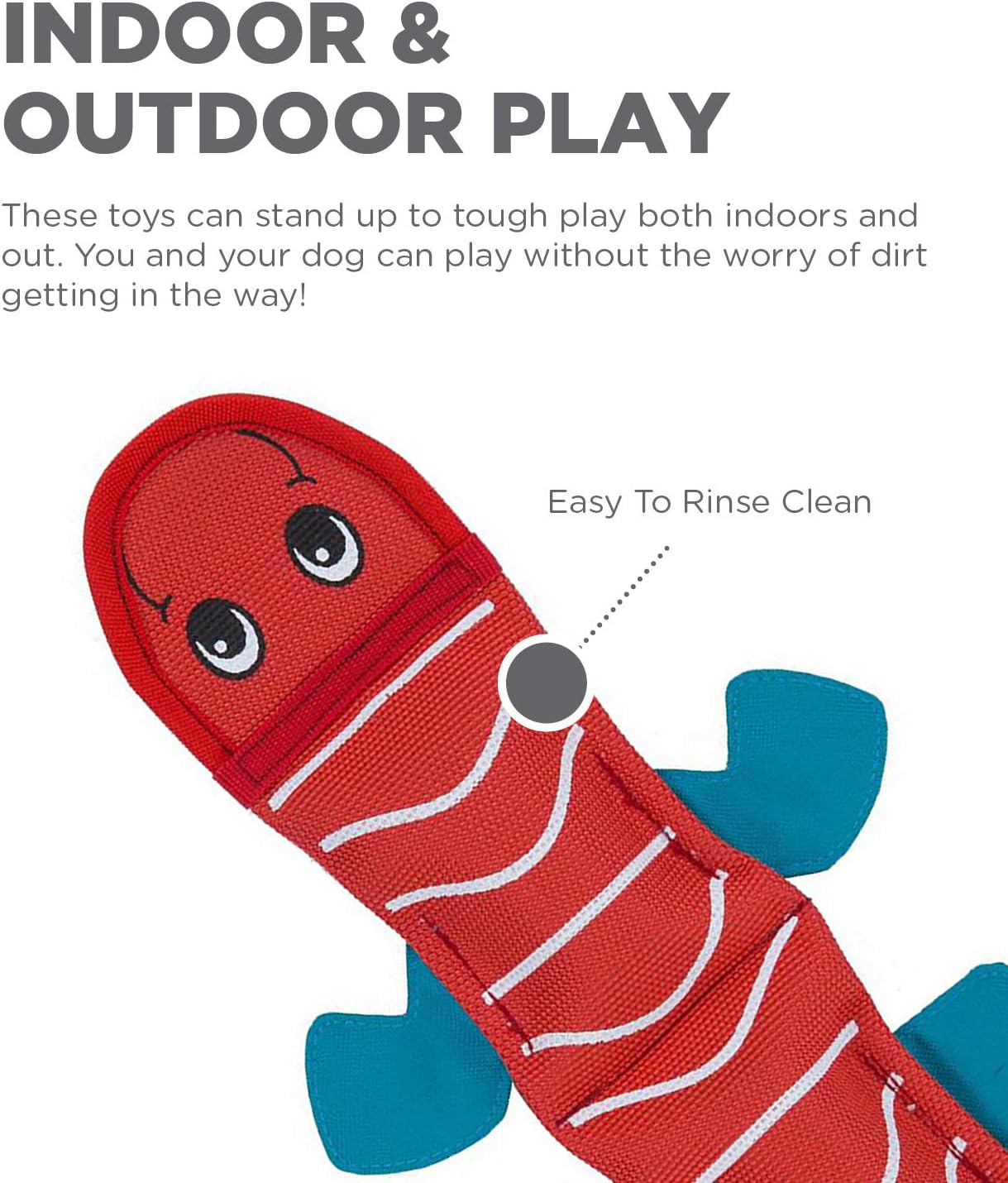 Outward Hound Fire Biterz Red Lizard Plush Firehose Material Interactive Dog Toy, Medium image 4