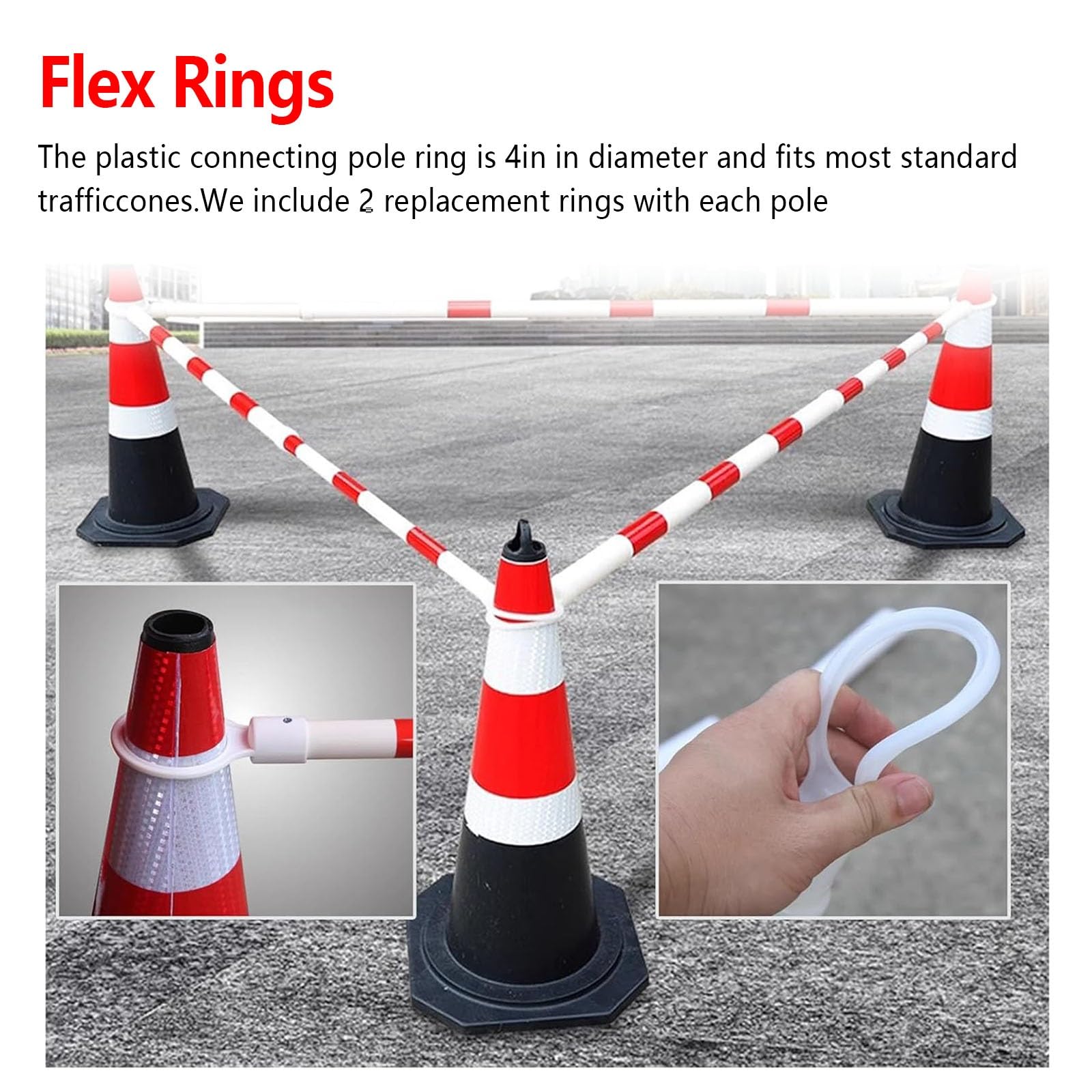 Barrera de Conos de tráfico Extensible (Paquete de 6/10/30): Barrera de Seguridad retráctil de 1,2 m a 2,2 m para Obras Viales. Cinta de precaución Extensible. Conos de tráfico no incluidos