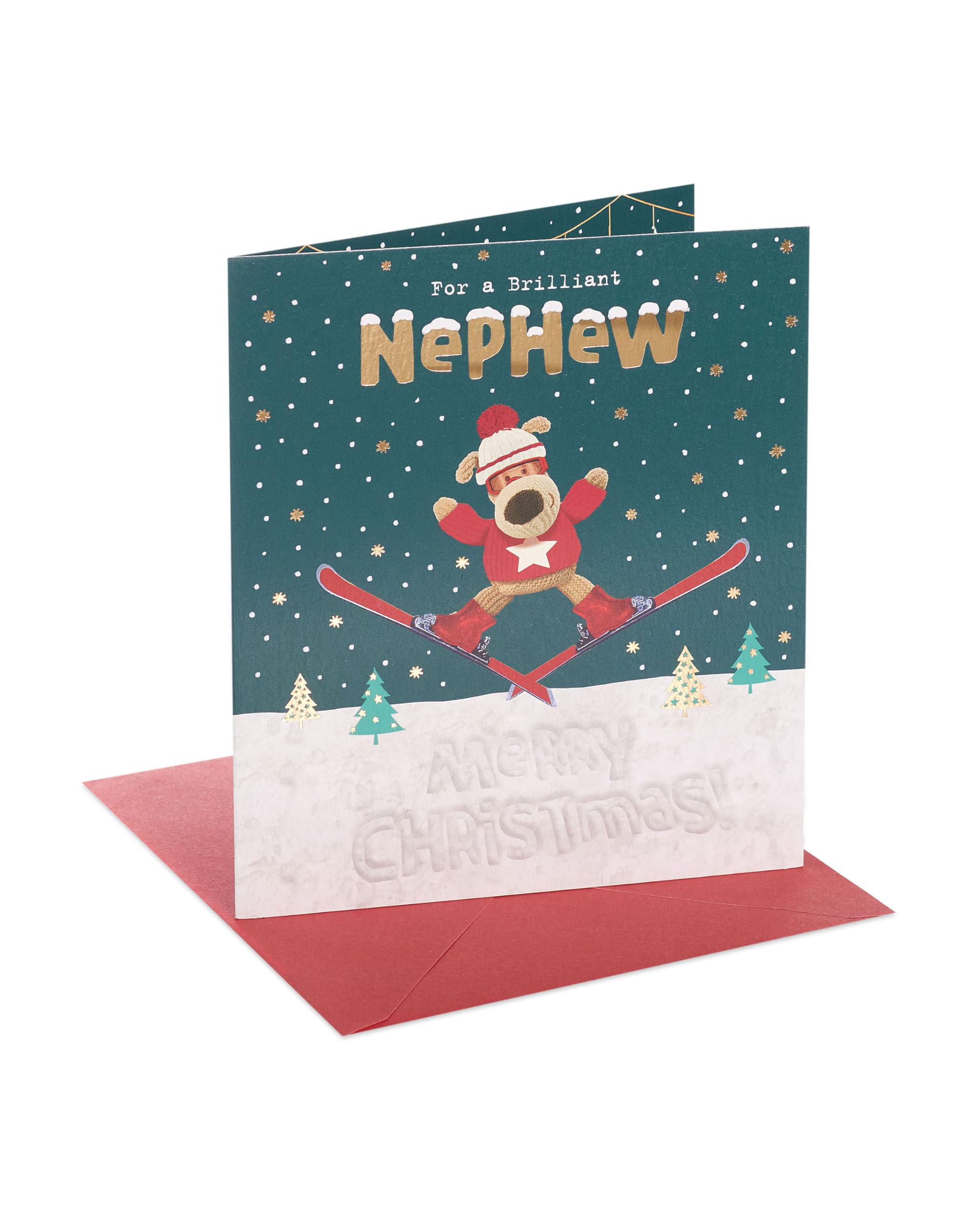 Boofle Brilliant Nephew Boofle's Ski Adventure Cute Christmas Greeting Card