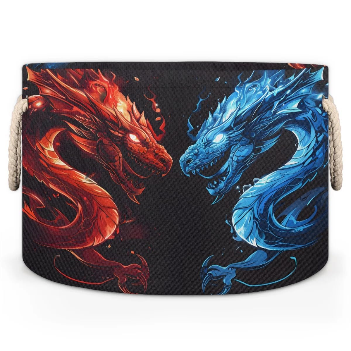 Animal Dragon Large Round Storage Basket Circle Laundry Basket with Handle Organization Collapsible Storage Bins Box Hamper for Kids Toy Clothes Nursery Bedroom Living Room Decor