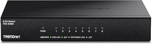 Miniatura 14 de TRENDnet Interruptor para juegos multiGigabit de 8 puertos y 2.5 Gb, TEG-S380, 8 puertos 2.5GBASE-T, capacidad de conmutación de 25 Gbps, divisor