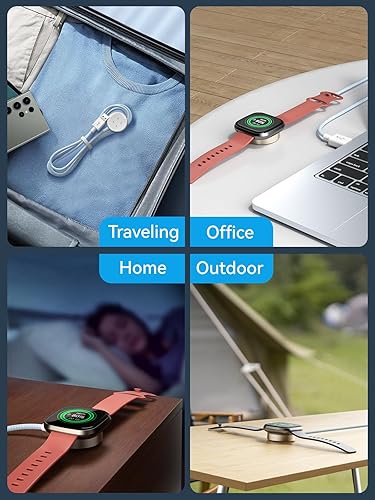 Miniatura 7 de NEWDERY Paquete de 2 cables de carga para Fitbit SenseVersa 3Sense 2Versa 4, cable trenzado duradero de alta calidad, base de carga magnética de