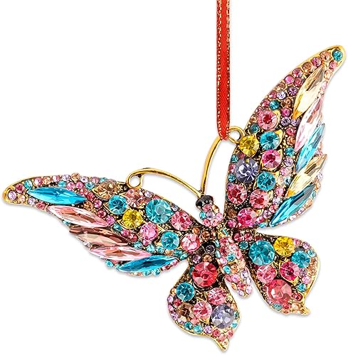 Vista 9 de Adorno de Navidad de mariposa azul, adornos de mariposa monarca de metal para árbol de Navidad, regalos de recuerdo para mujeres y niñas Butterfly2