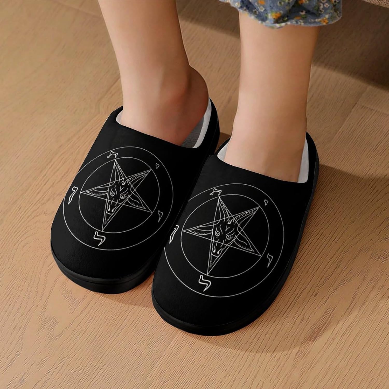 Sigil of Baphomet Cute Cotton Slippers Anti-Slip House Shoes Funny Slipper Indoor Outdoor