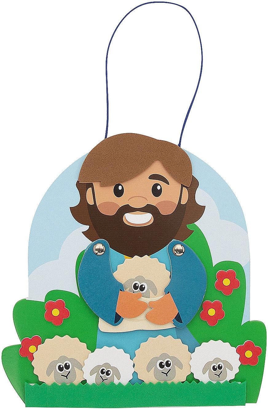 Fun Express 7" Religious The Good Shepherd Jesus Interactive Craft Kit - Makes 12, Vacation Bible School Supplies