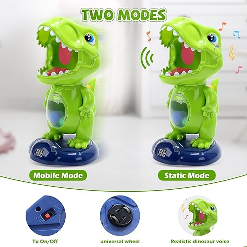 Miniatura 2 de EagleStone - Juguete de dinosaurio móvil para disparar, 2 pistolas de bomba de aire, puntuación, pantalla LED, sonido, 48 pelotas de espuma,